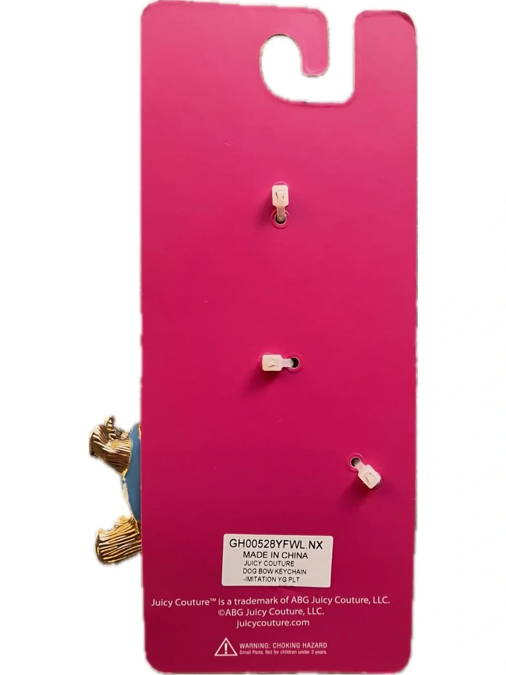 NWT Juicy Couture Crystal Scottie Dog Keychain Bag Charm Blue Pink Gold Tone